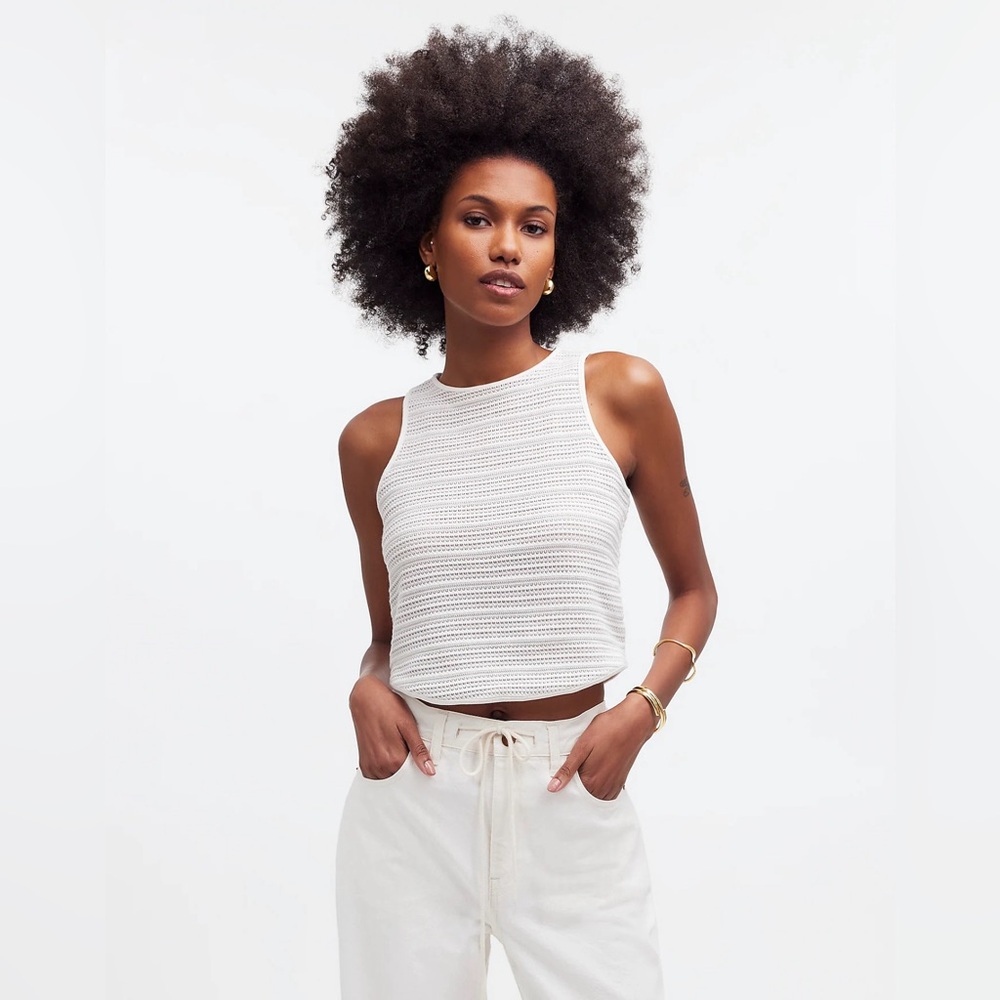 Madewell Crochet-Knit Cutaway Tank size small color lighthouse